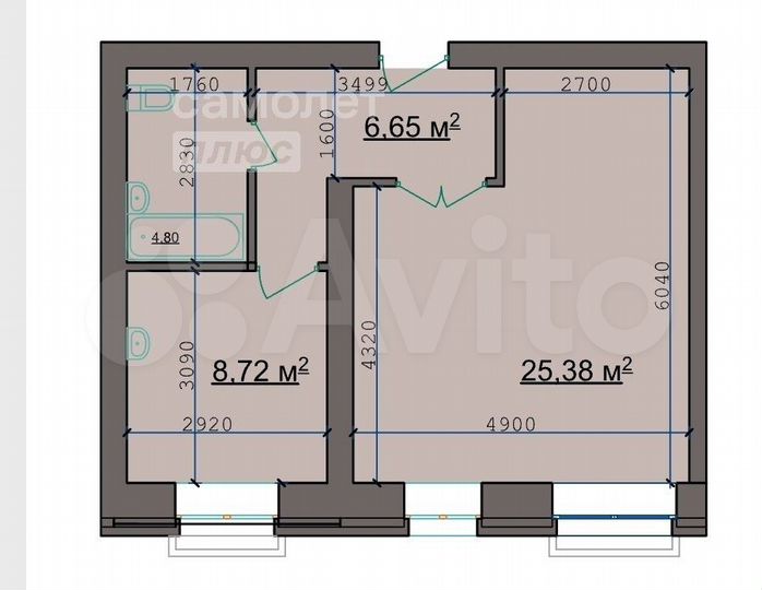 2-к. квартира, 45,5 м², 2/5 эт.