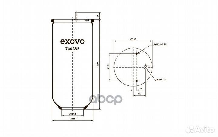 Пневморессора schmitz 4028 NP02 без стакана 1отв
