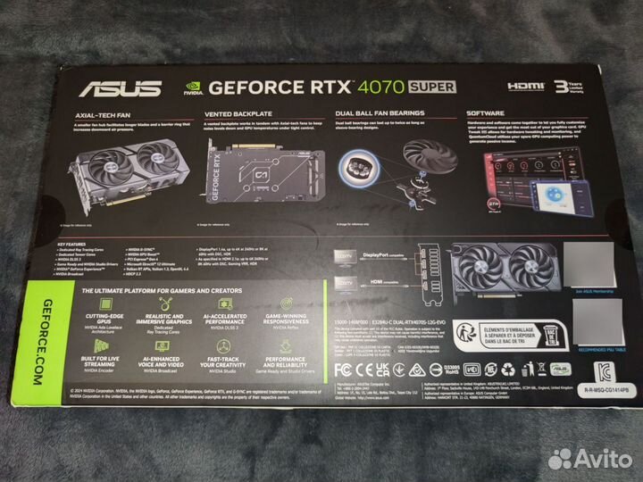 Asus RTX 4070 super dual (Новая, гарантия)