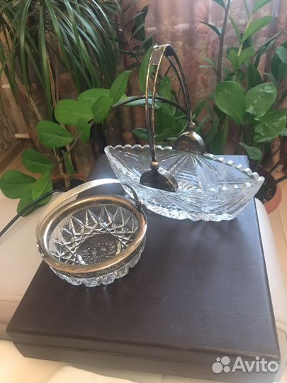 Ладья хрусталь с серебром