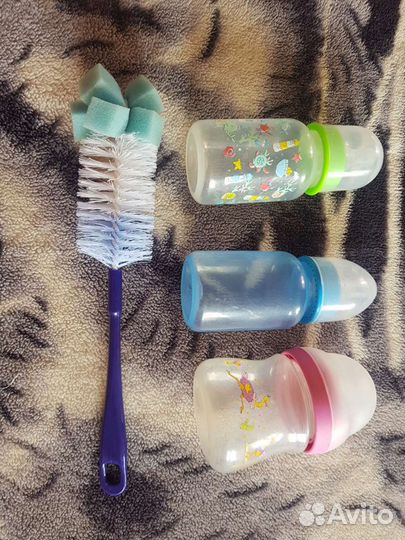 Соски и бутылочки+щетка для мытья