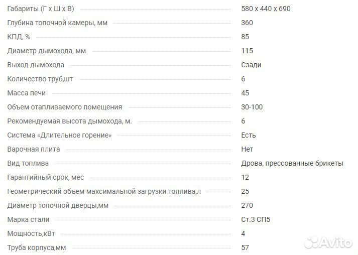 Печь отопительная Сибирь бв 100