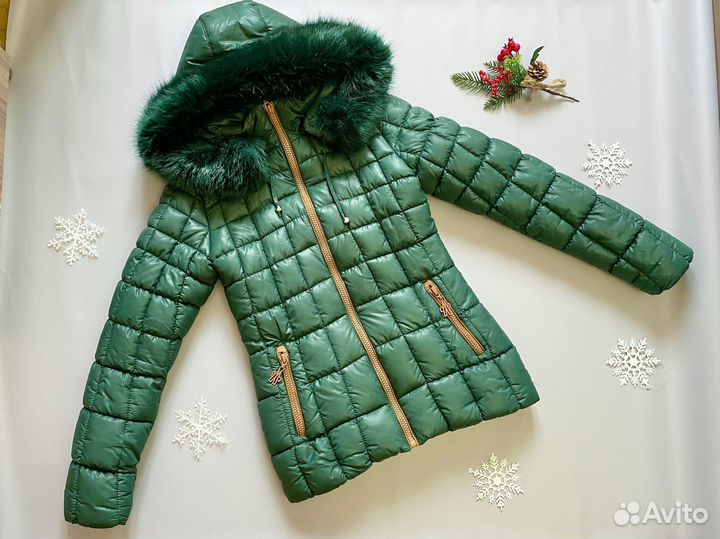 Куртка зимняя женская 42 44 размер зеленая