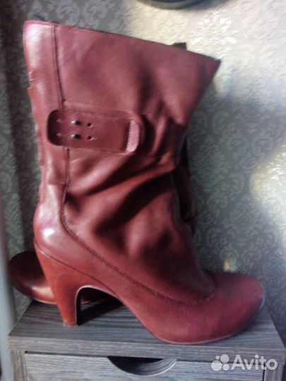 Полусапожки марки Tsubo, б/у, нат.красная кожа