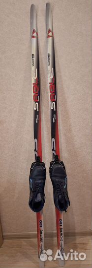 Беговые лыжи 160см с палками 120см и ботинки 37р