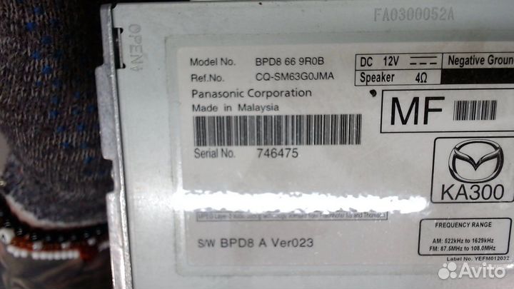 Магнитола Mazda 3 (BM), 2016