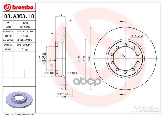 Тормозной диск 08A36310 Brembo