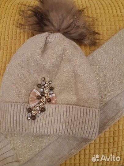 Комплект шапка и шарф для девочки