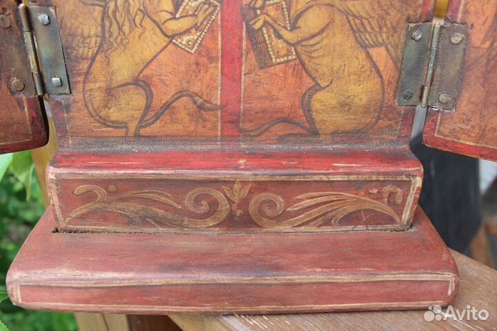 Старинная икона Триптих Складень 42*40 живопись