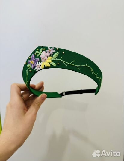 Ободок кокошник с вышивкой