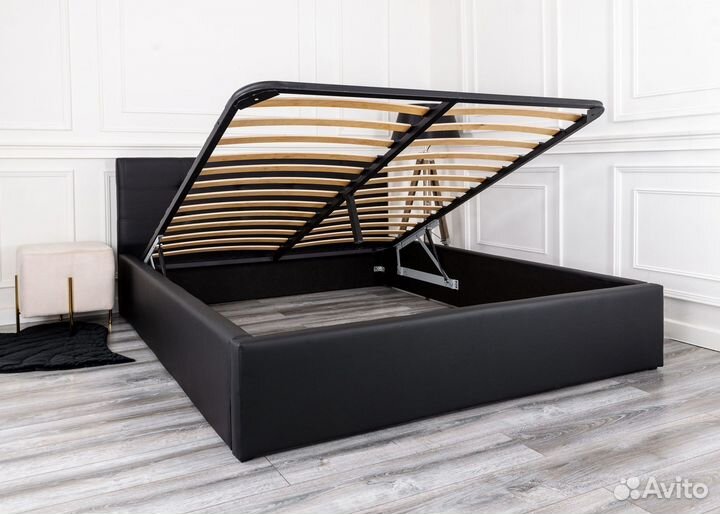 Кровать с подъемным механизмом 140х200 черная Роза