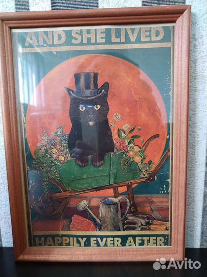 Постер в раме. Винтажный стиль. Кот. Арт 005