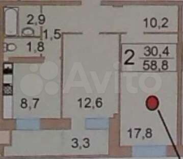 2-к. квартира, 58,8 м², 9/10 эт.