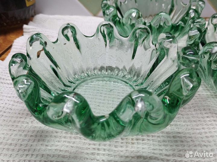 Конфетница цветное стекло СССР