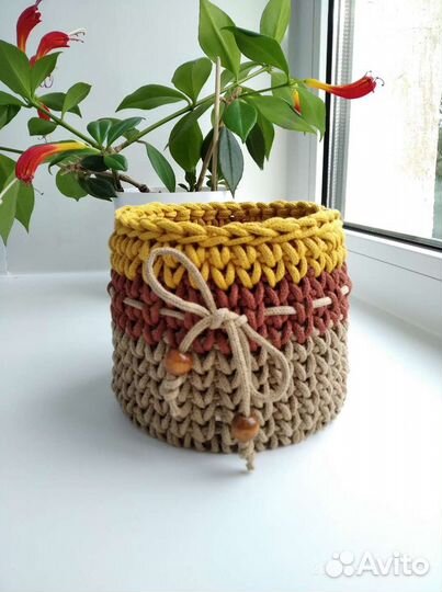 Набор вязаных корзин
