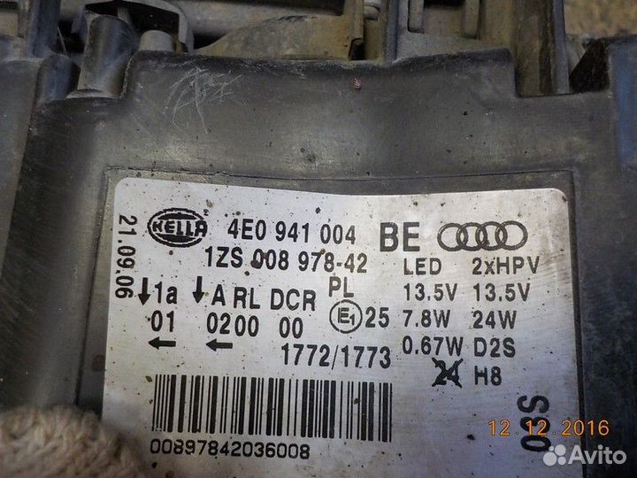 Фара правая Audi S8 седан BSM-002835 2008