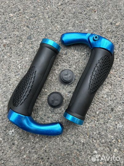 Грипсы эргономичные с рогами синий