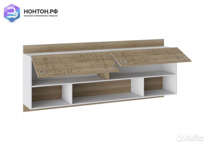 Шкаф настенный Оксфорд ривьера / белый с рисунком