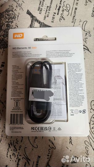 Внешний SSD WD Elements SE 2TB, USB 3.0