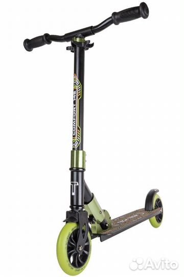 Самокат TechTeam Comfort 145R, черный/темно-зелен