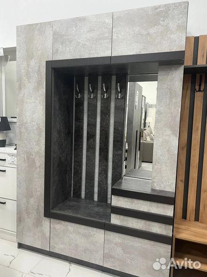 Прихожая Честер 1,5м бетон светлый, бетон темный