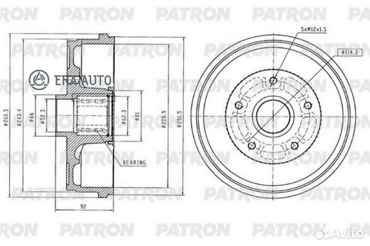 Patron PDR1014 Барабан тормозной renault Duster 4x