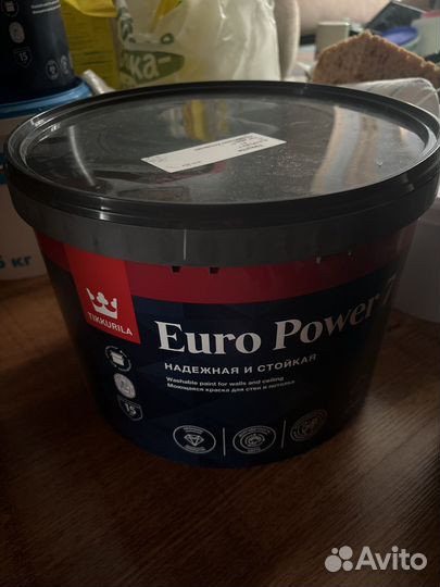 Краска для стен tikkurila euro power 7, 9л,J454