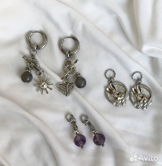 Серьги трансформеры с натуральными камнями