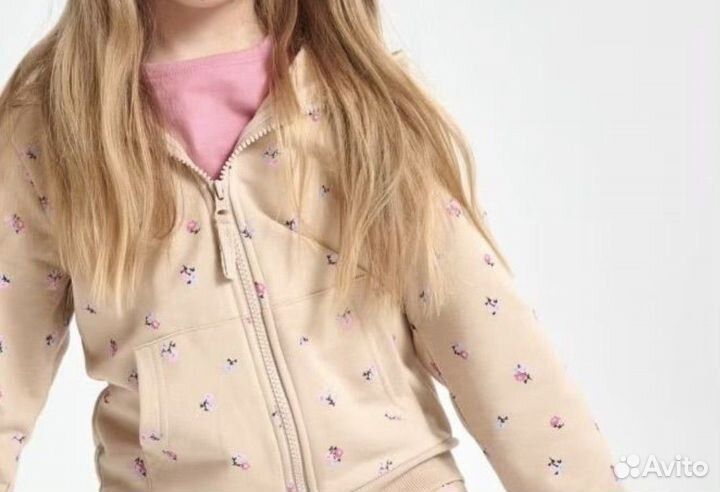 Толстовка на молнии для девочки с капюшоном