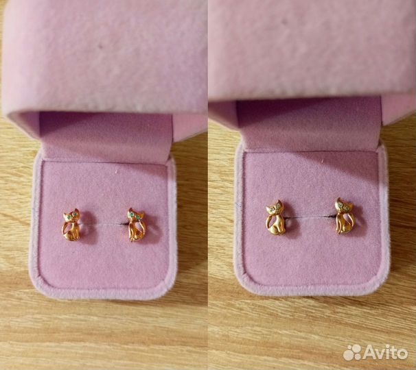 Серьги Котики детские серебро 925