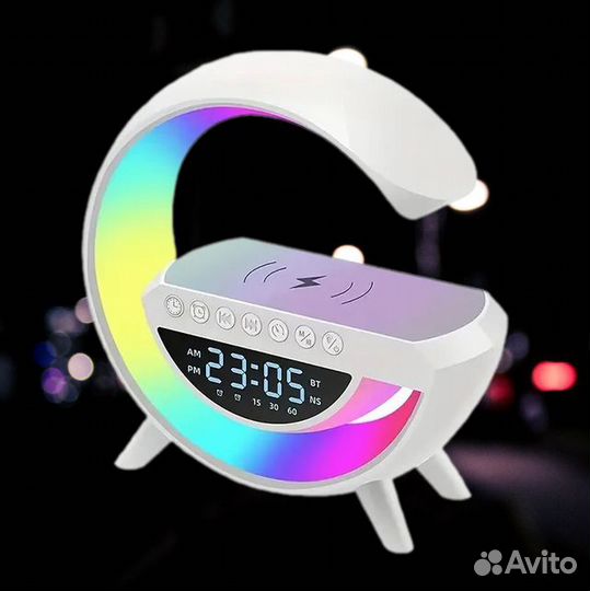 Светильник 4в1 ночник беспроводная зарядка колонка