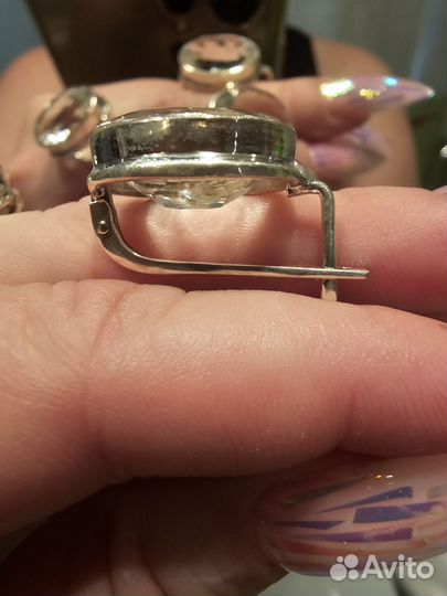 Комплект с горным хрусталём. Серебро