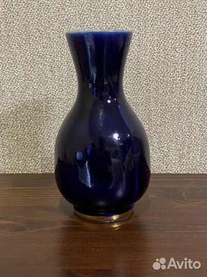 Ваза СССР для цветов кобальт позолота