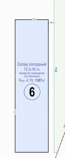 Склад холодный, 1307 м²