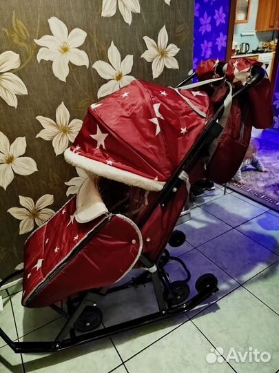 Детские санки коляска с колесами