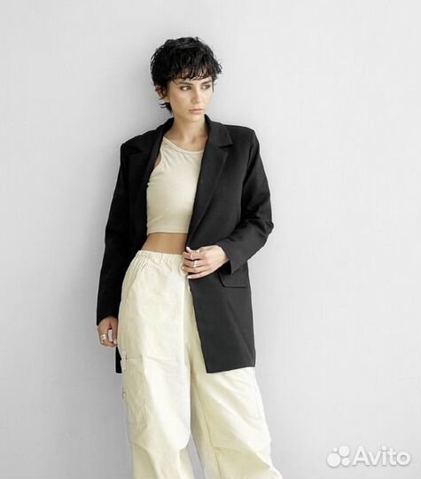 Пиджак женский черный оверсайз