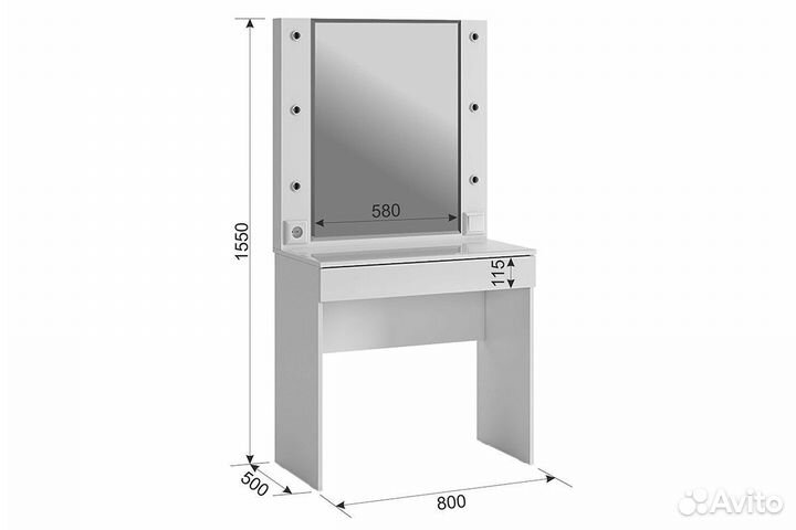 Гламур Трюмо белый/белый глянец