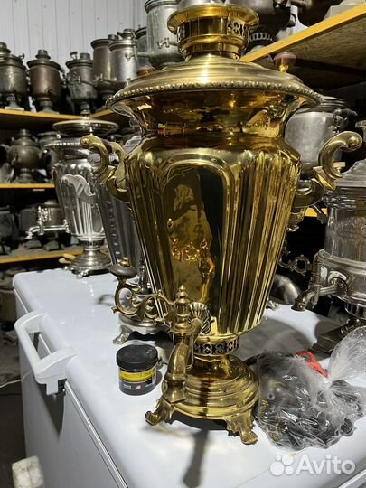 Самовары на дровах латунные