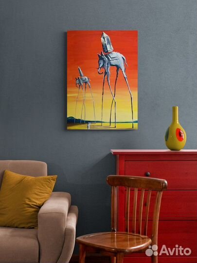 Арт картина по мотивам Сальвадор Дали - Слоны