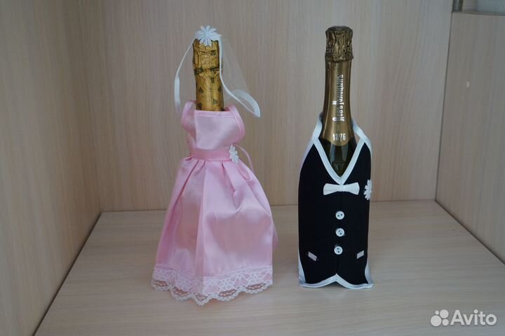 Новые свадебные украшения на бутылки