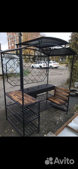 Мангал с крышей и печкой