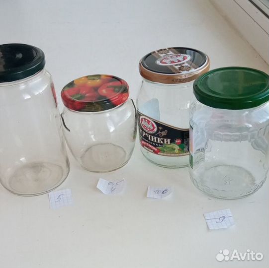 Банки стеклянные от 400мл до 3л, с крышками, много
