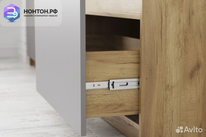 Стенка Бостон дуб крафт золотой / серый шифер