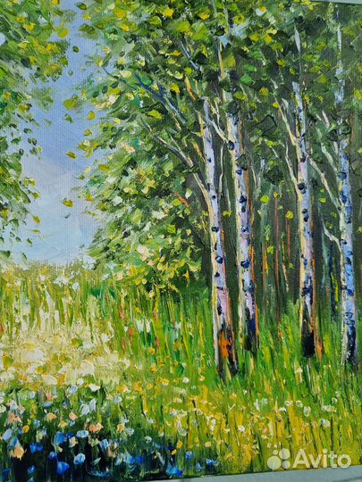 Картина маслом Берёзы пейзаж природа деревья