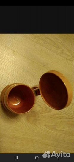 Кружка деревянная пивная с крышкой