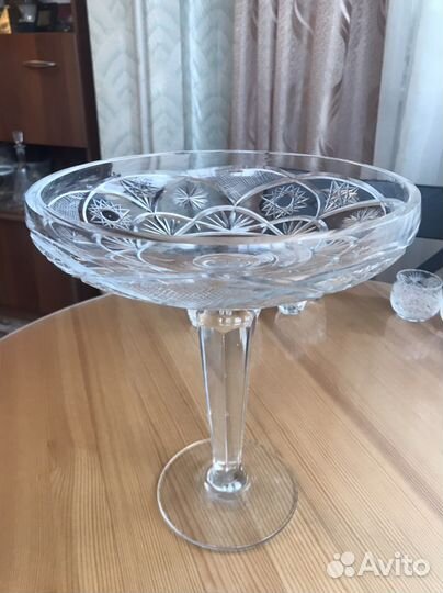 Хрустальная ваза для фруктов на ножке СССР