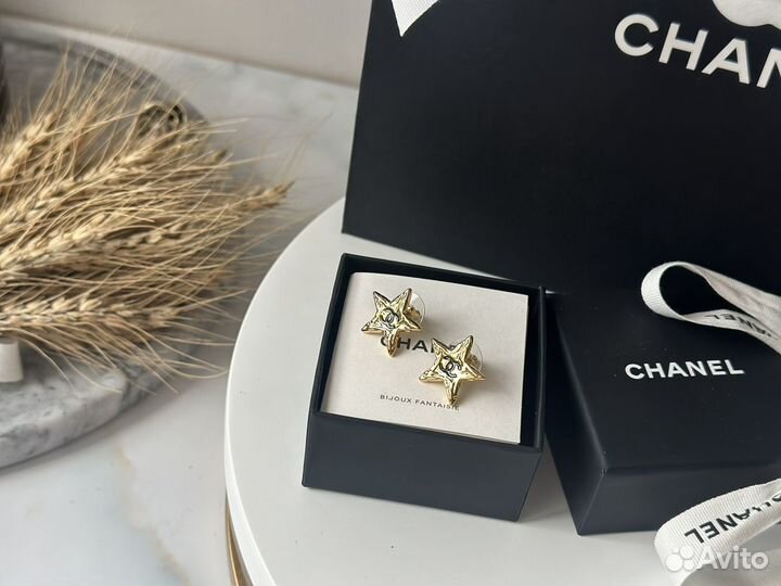 Серьги chanel оригинал новые комплект бутика