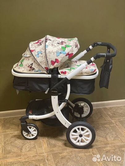 Коляска трансформер Luxmom 2 в 1 длинный капюшон