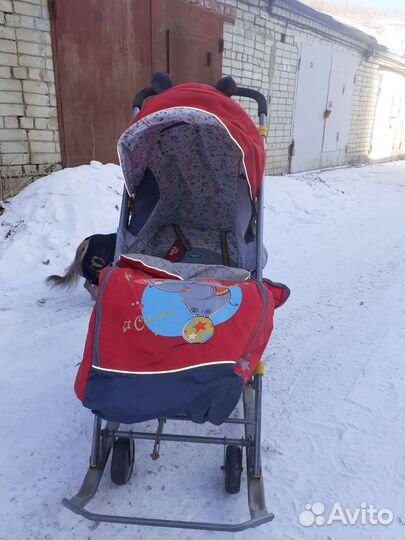 Детские санки коляска с колесами