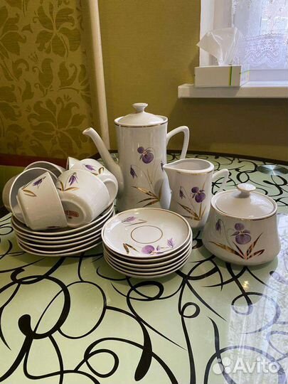 Винтажный фарфоровый Рижский кофейный сервиз